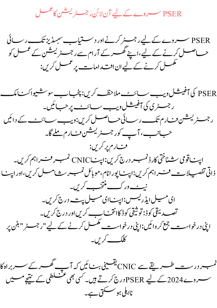 Breaking News! PSER survey Registration For Socio Welfare In Punjab