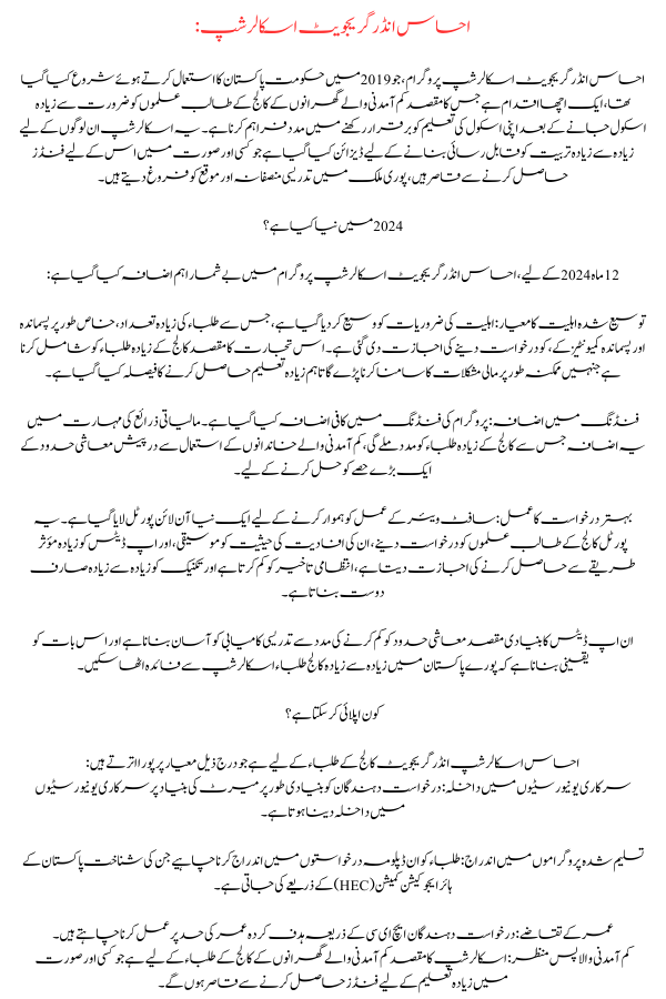 Ehsaas Undergraduate Scholarship