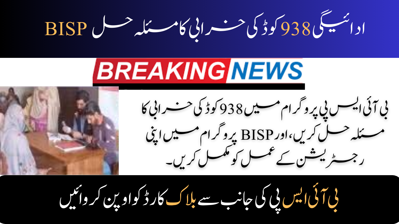 Benazir 938 Error Code in BISP Program