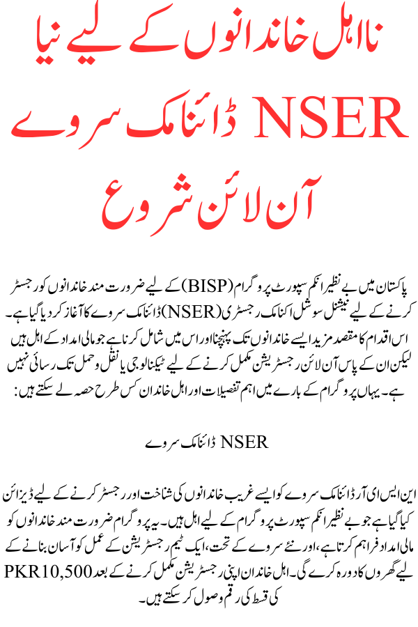 NSER Dynamic Survey Online Start